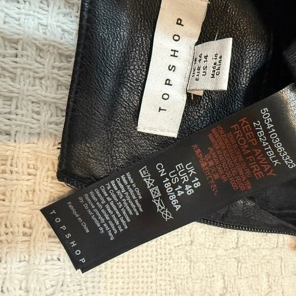 NWT Topshop 14 faux leather hem split mini skirt SK 3035 - Picture 4 of 8